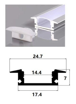 ALUSET-GR-2m-AS-01, 2m set groove anoda profile, milk cover, end caps