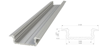 AL12-GLG1-AS-1000, Wpuszczany profil ALU anoda srebrny 5x16mm 1000mm GROOVE anoda silver