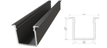 AL12-GLG3-LB-2020, Wpuszczany profil ALU czarny lakier 15x16mm 2010mm GROOVE black lacquer