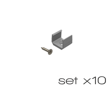 AL12-GLS2-AS-MB-SET10, komplet 10 uchwytów+wrętów szarych do profili GLS2 grey clips+screw set (10pcs)