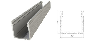 AL12-GLS3-AS-4150, Nawierzchniowy profil ALU anoda srebrny 16x16mm 4050mm SURFACE anoda silver