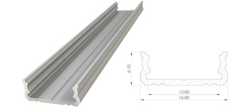 AL12-GLS1-AS-1000, Nawierzchniowy profil ALU anoda srebrny 6x16mm 1000mm SURFACE anoda silver