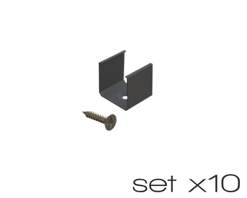 AL12-GLS3-AB-MB-SET10, komplet 10 uchwytów+wrętów czarnych do profili GLS3 black clips+screw set (10pcs)