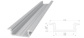 AL12-GLG1-RW-1000, Wpuszczany profil ALU surowy 5x16mm 1000mm GROOVE raw alu