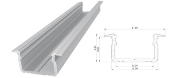 AL12-GLG2-RW-1000, Wpuszczany profil ALU surowy 9x16mm 1000mm GROOVE raw alu