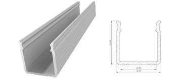 AL12-GLS3-RW-1000, Nawierzchniowy profil ALU surowy 16x16mm 1000mm SURFACE raw alu