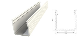 AL12-GLS3-LW-3000, Nawierzchniowy profil ALU biały lakier 16x16mm 3030mm SURFACE white lacquer