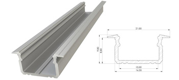 AL12-GLG2-AS-1000, Wpuszczany profil ALU anoda srebrny 9x16mm 1000mm GROOVE anoda silver