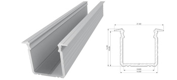 AL12-GLG3-RW-1000, Wpuszczany profil ALU surowy 15x16mm 1000mm GROOVE raw alu