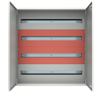Zestaw rozdzielnica + maskownice + segmenty DIN i-Future w kolorze Ampio wysokość standard. szerokość standard. szara. E.MS-H20-W20-D20-7035-00