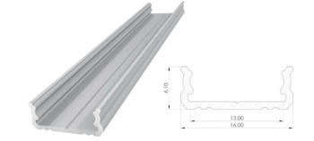 AL12-GLS1-RW-3000, Nawierzchniowy profil ALU surowy 6x16mm 3030mm SURFACE raw alu