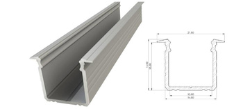 AL12-GLG3-AS-1000, Wpuszczany profil ALU anoda srebrny 15x16mm 1000mm GROOVE anoda silver