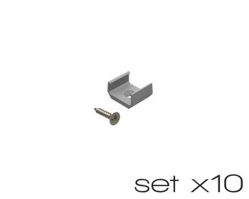 AL12-GLS1-AS-MB-SET10, komplet 10 uchwytów+wrętów szarych do profili GLS1 grey clips+screw set (10pcs)