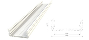 AL12-GLS1-LW-1000, Nawierzchniowy profil ALU biały lakier 6x16mm 1000mm SURFACE white lacquer