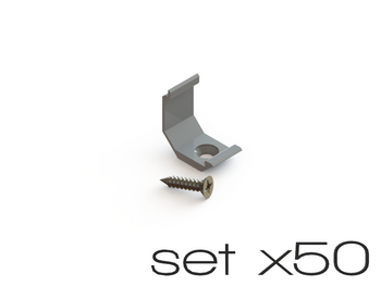 AL12-GLC1-AS-MB-SET50, komplet 50 uchwytów+wrętów szarych do profili GLC1 grey clips+screw set (50pcs)