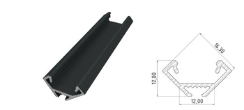 AL12-GLC2-LB-3000, Narożny profil ALU czarny lakier 3030mm CORNER black lacquer