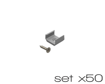 AL12-GLS1-AS-MB-SET50, komplet 50 uchwytów+wrętów szarych do profili GLS1 grey clips+screw set (50pcs)