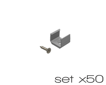 AL12-GLS2-AS-MB-SET50, komplet 50 uchwytów+wrętów szarych do profili GLS2 grey clips+screw set (50pcs)